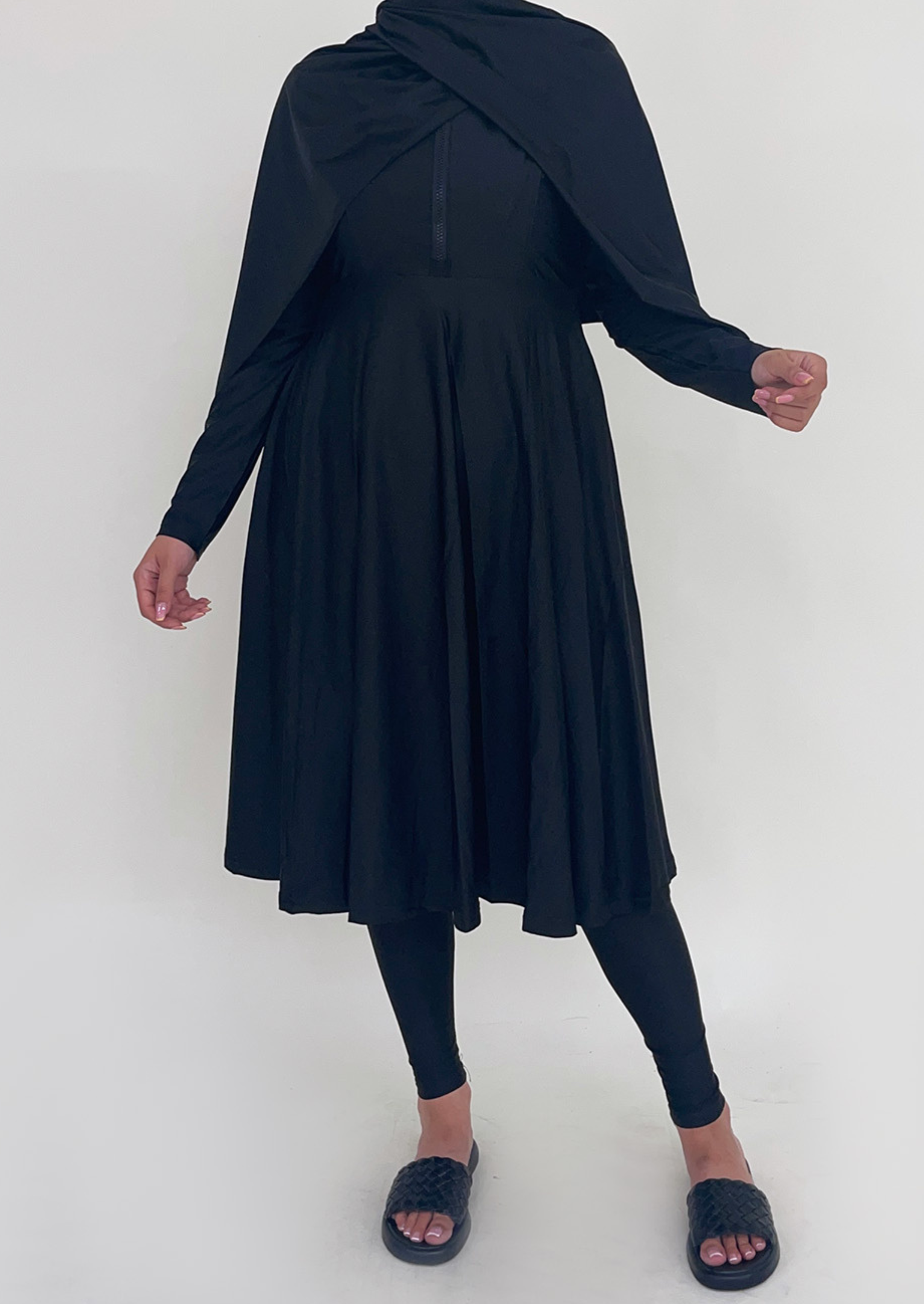 Burkini mit Reißverschluss Schwarz los
