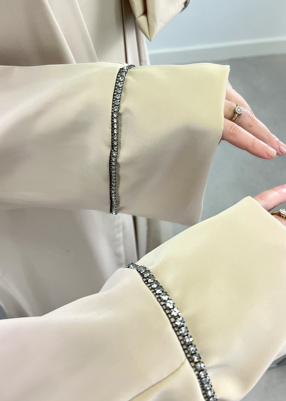 Abaya Set mit Strass-Details Beige