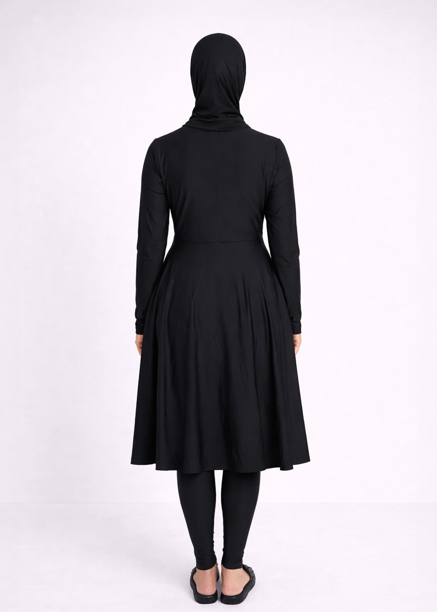 Burkini mit Reißverschluss Schwarz