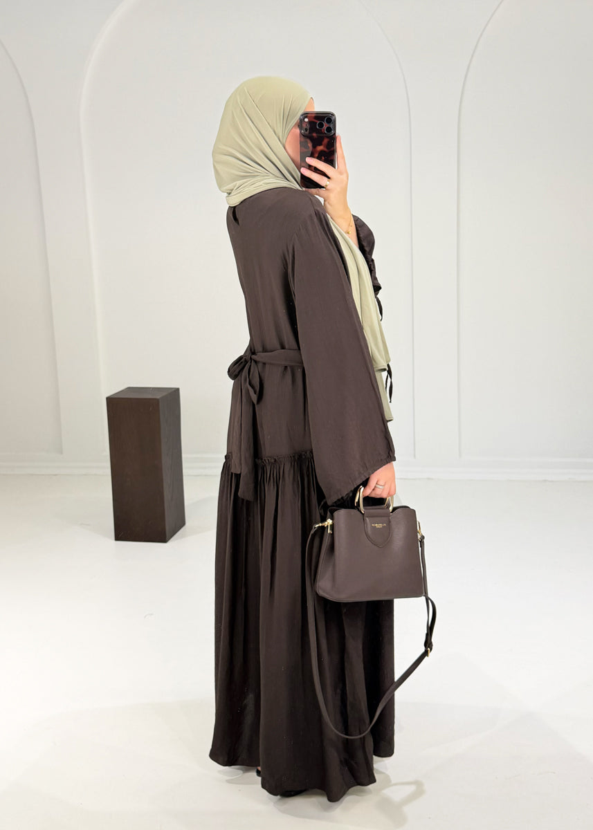 Maxikleid mit Volant & Bindedetail